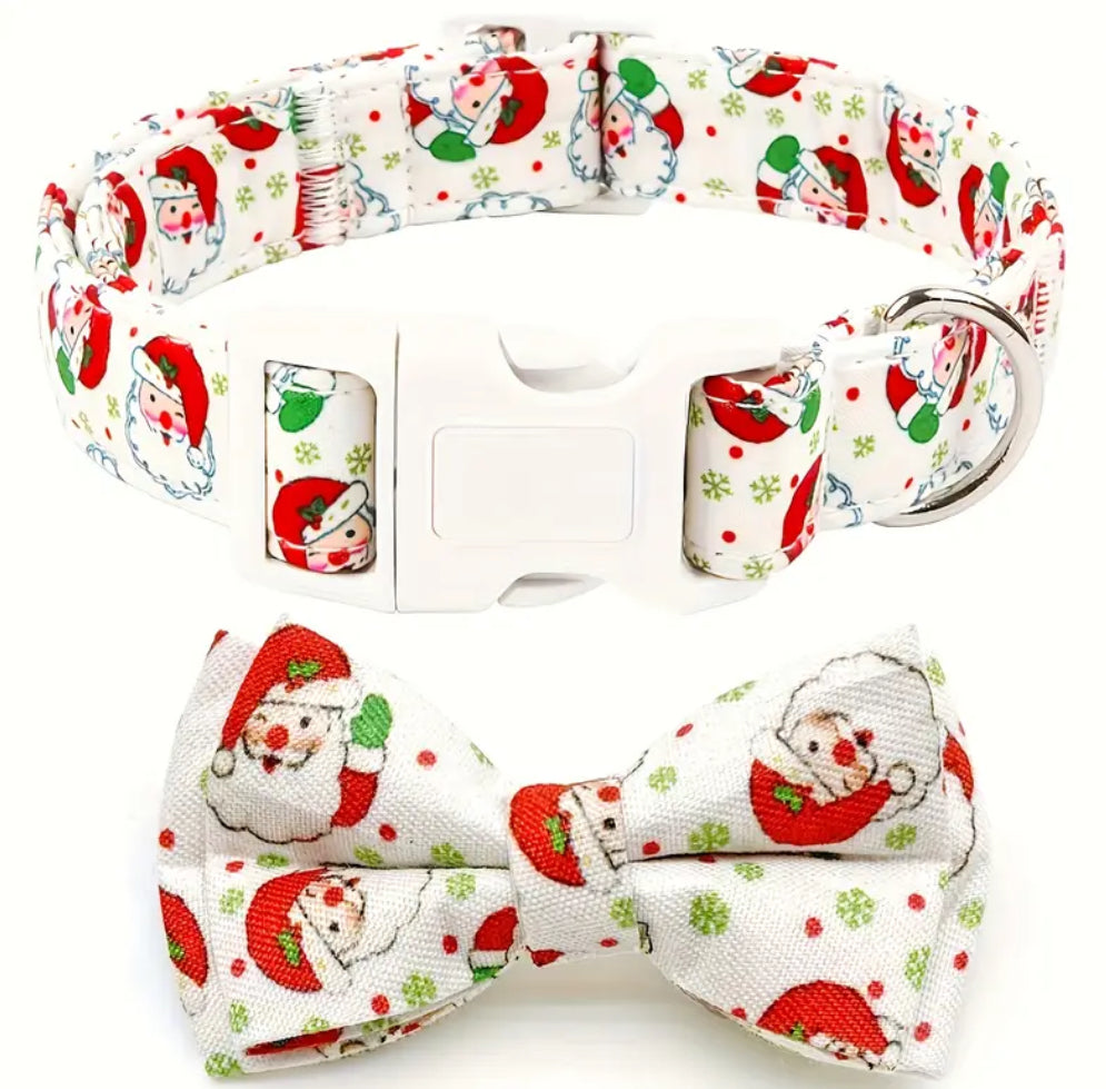 Christmas White Bow Collar