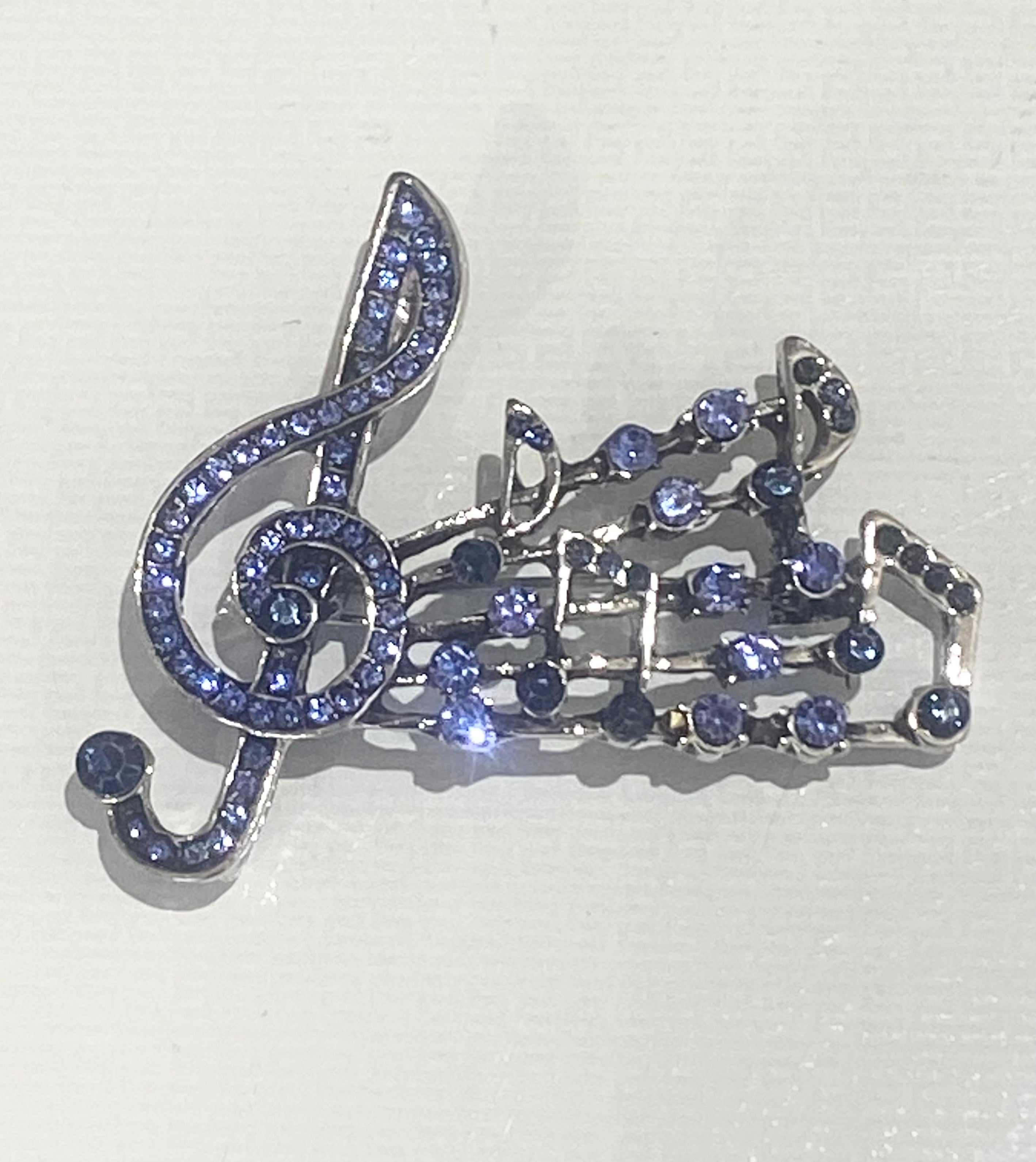 Diamonte Musical Notes Brooch