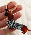 Dachshund with Black Bone Keyring