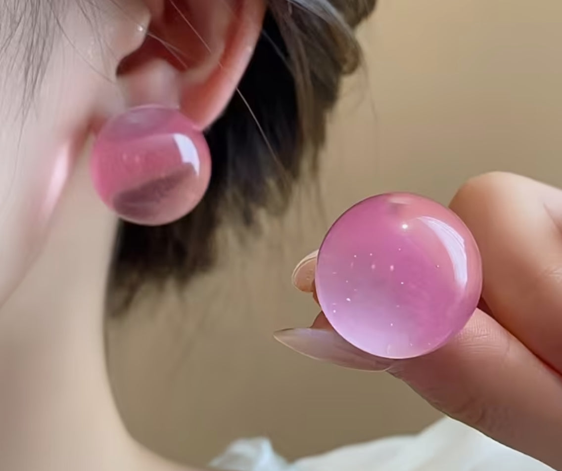 Boucles d'oreilles à bulles roses