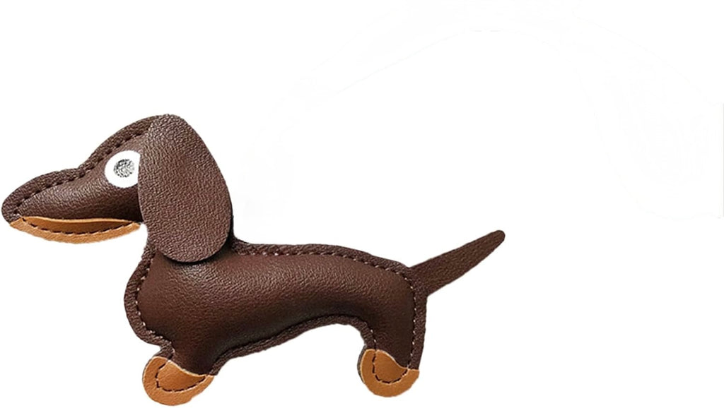 Dachshund faux leather keychain
