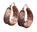 Copper Floral Hoop Earrings