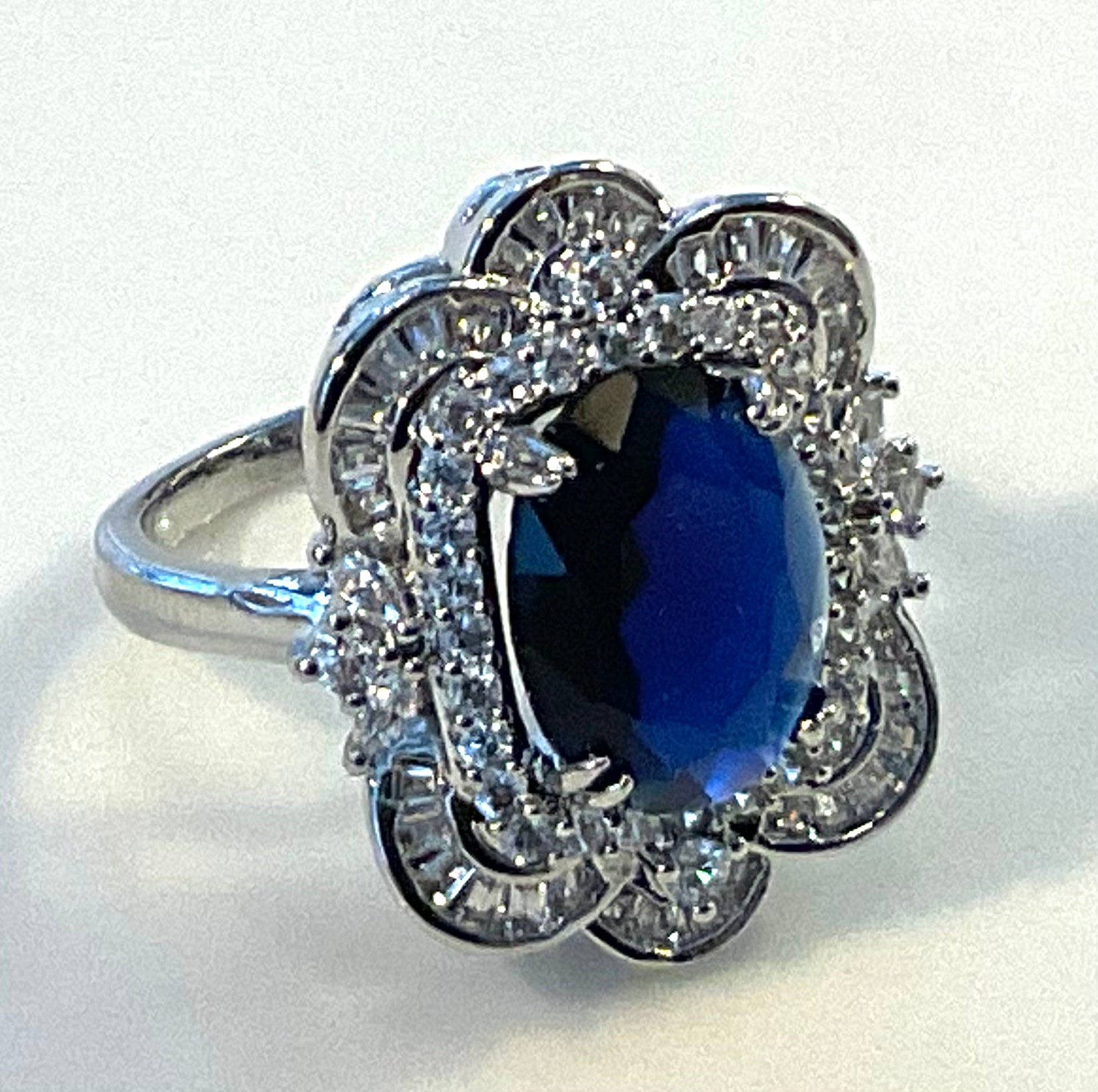 Gold Plated Blue Zircon Ring