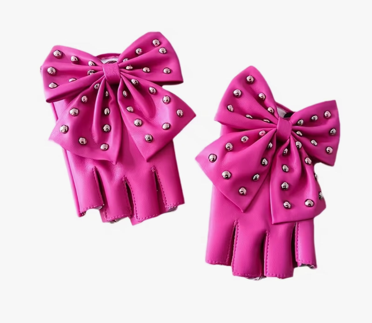 Pink Studded Fingerless Gloves