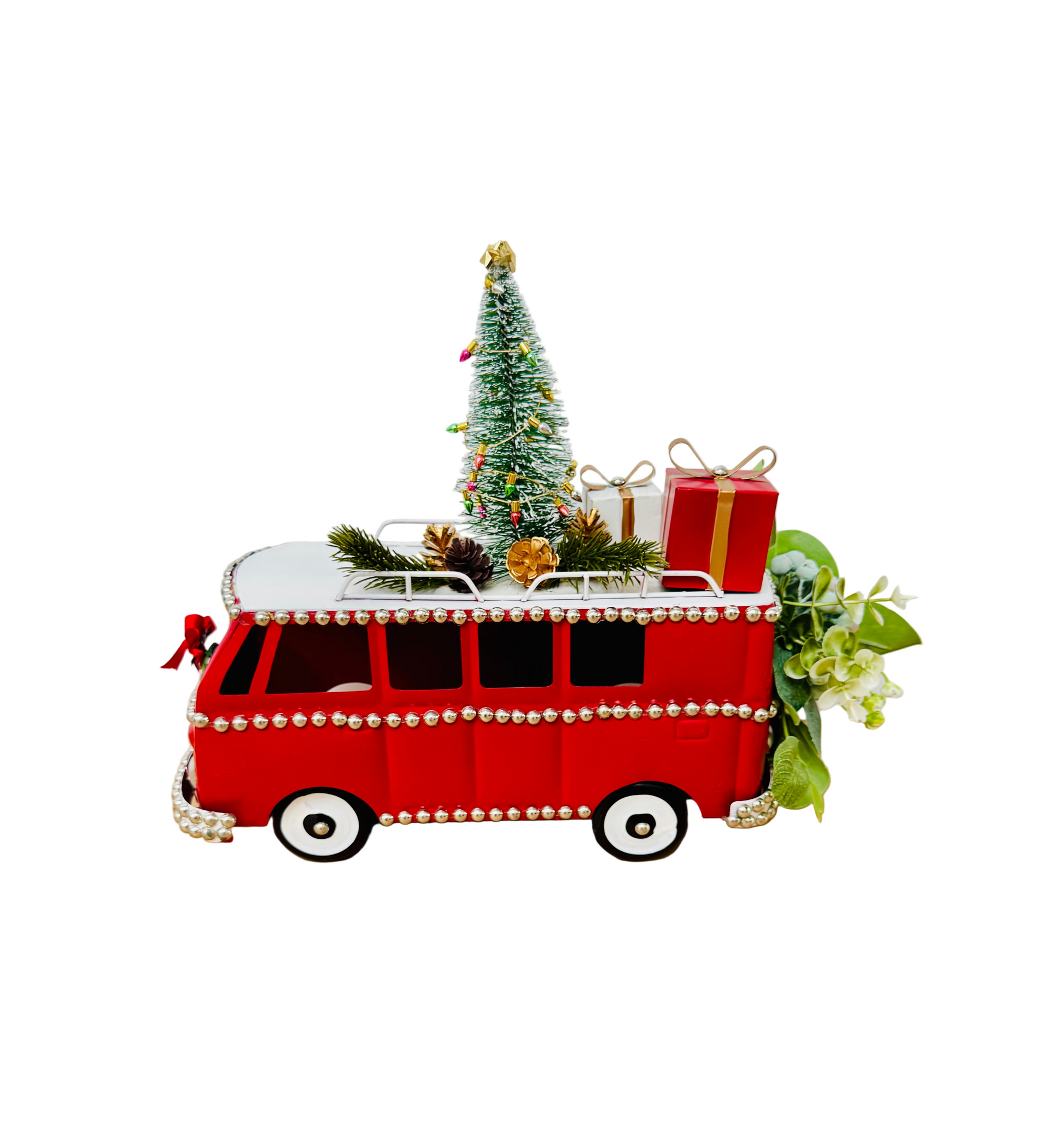 Hand-Decorated Christmas Bus with LED lamp