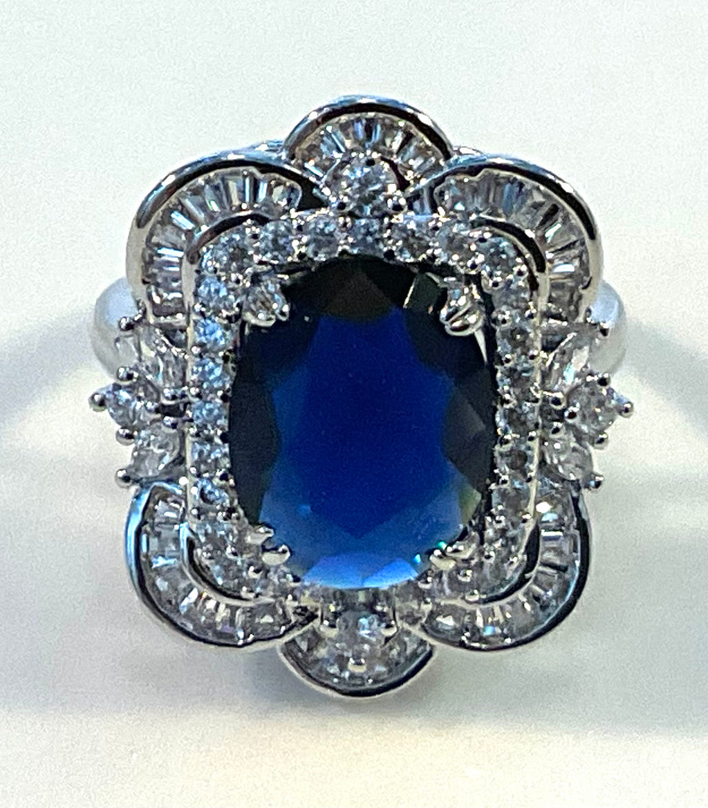 Gold Plated Blue Zircon Ring