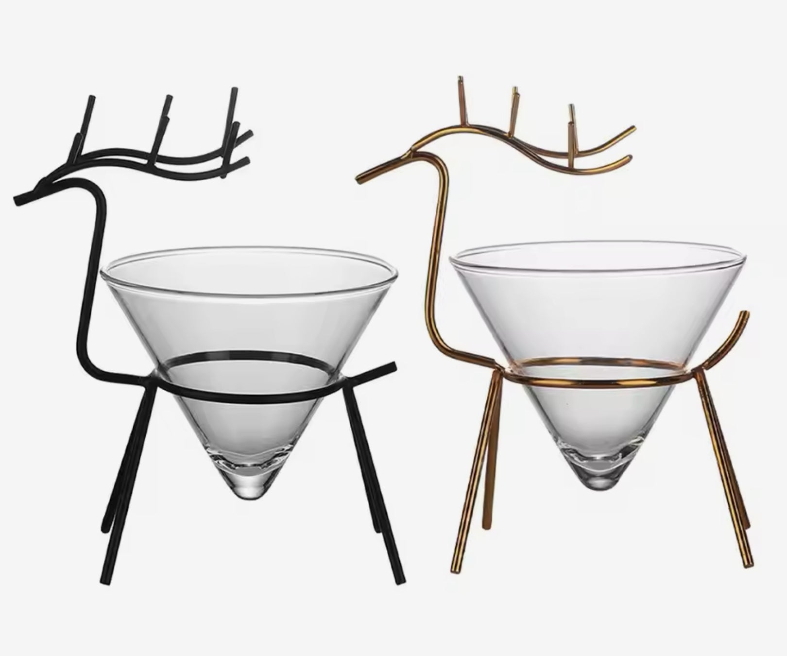 Verre renne avec support en métal (doré ou noir)