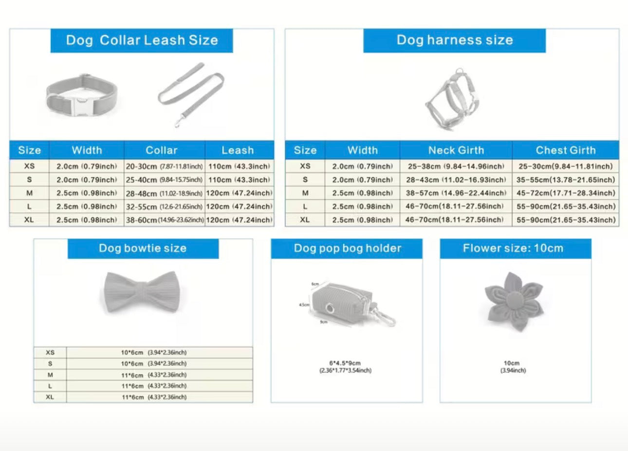 Daisy Collar, Bow with Leash (Set of 4)