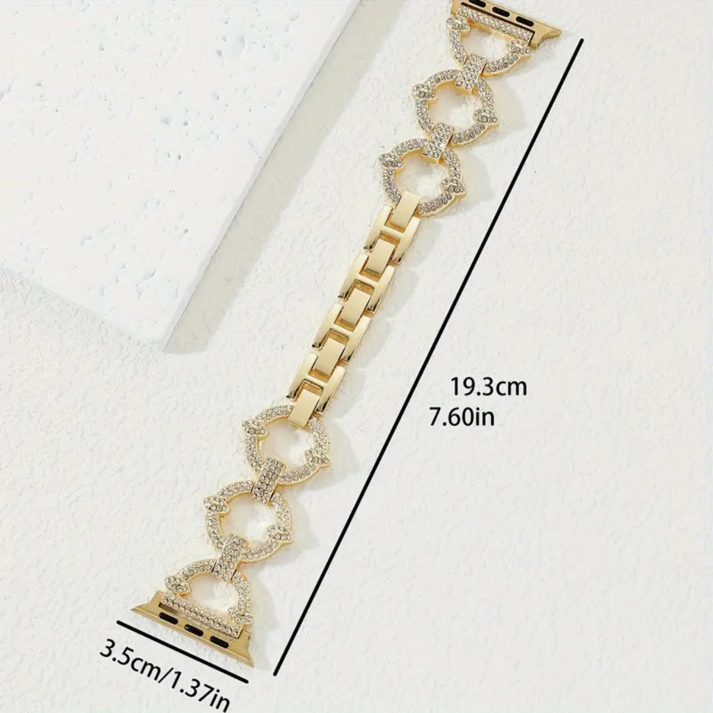 Bracelet Apple Watch en acier inoxydable avec strass (42/44/45/49 mm) (3 couleurs)