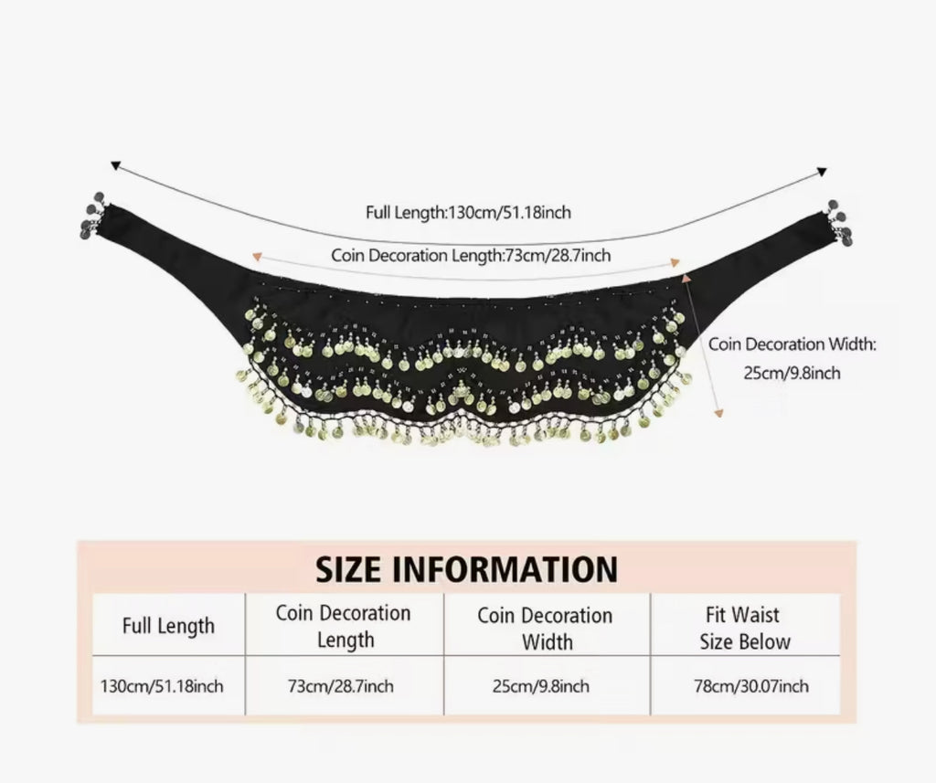 Gold Coin Blue Wrap Skirt Scarf