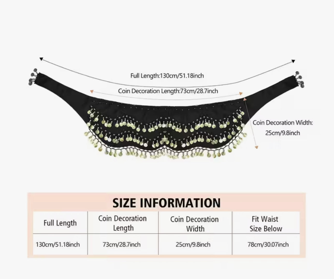 Gold Coin Blue Wrap Skirt Scarf