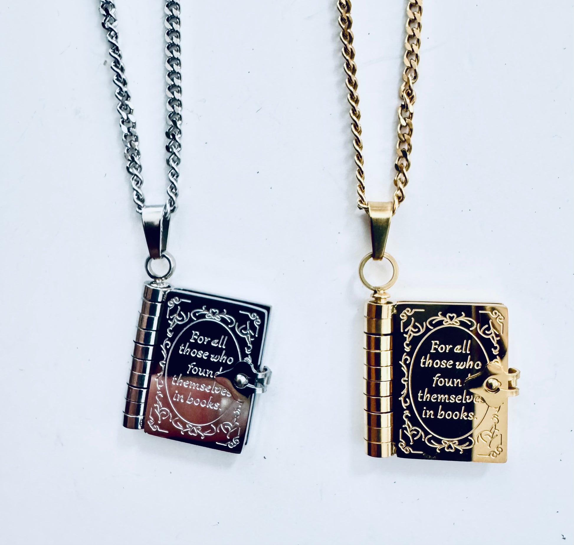 Gold-Plated Book Necklace (Silver or Gold) in Gift Box
