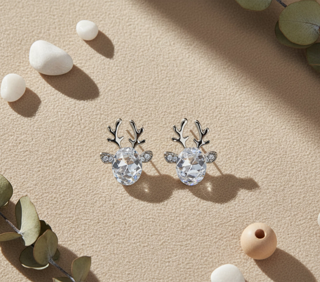 Crystal Reindeer Stud Earrings