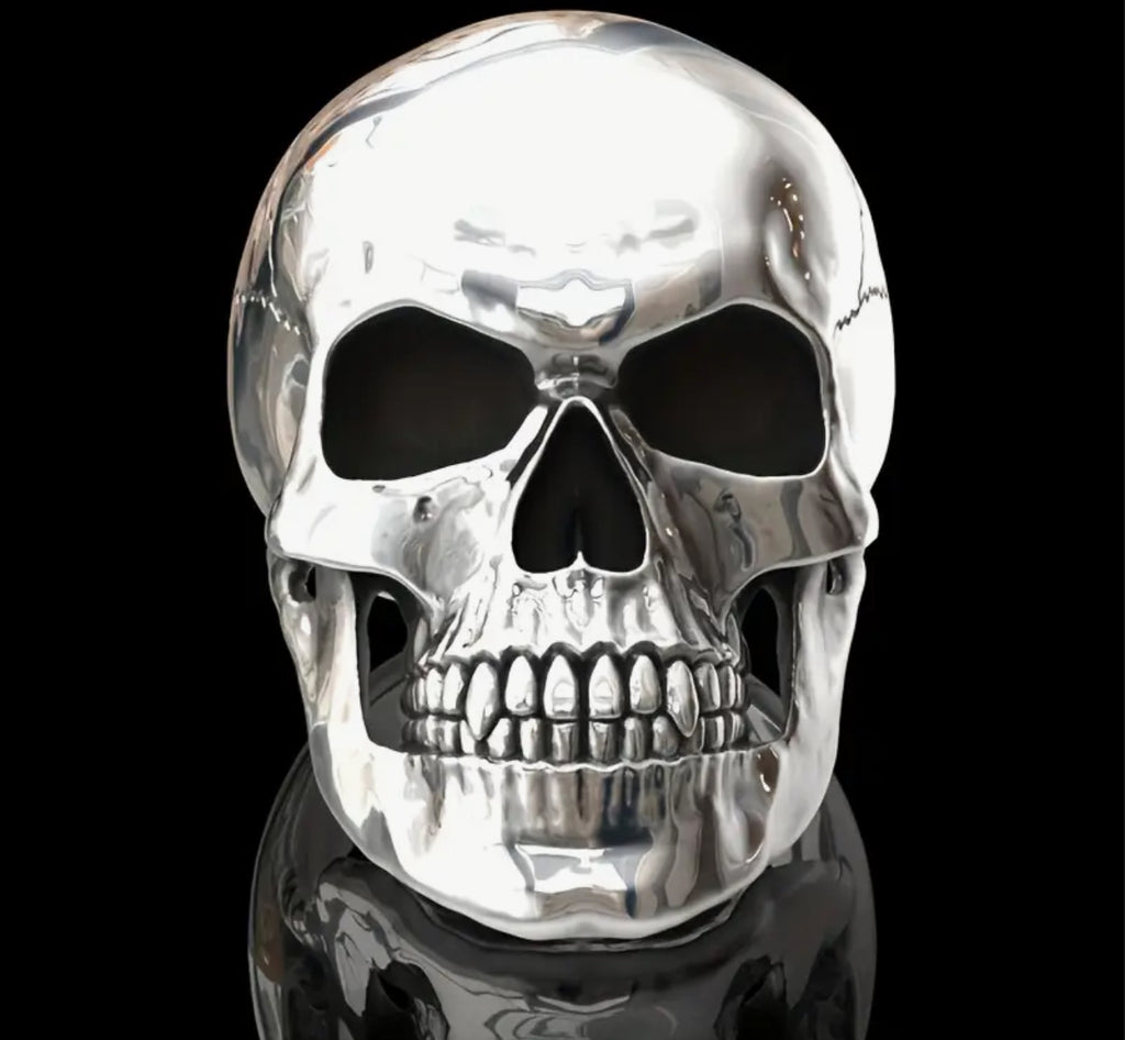 Bague tête de mort en acier inoxydable (argent)