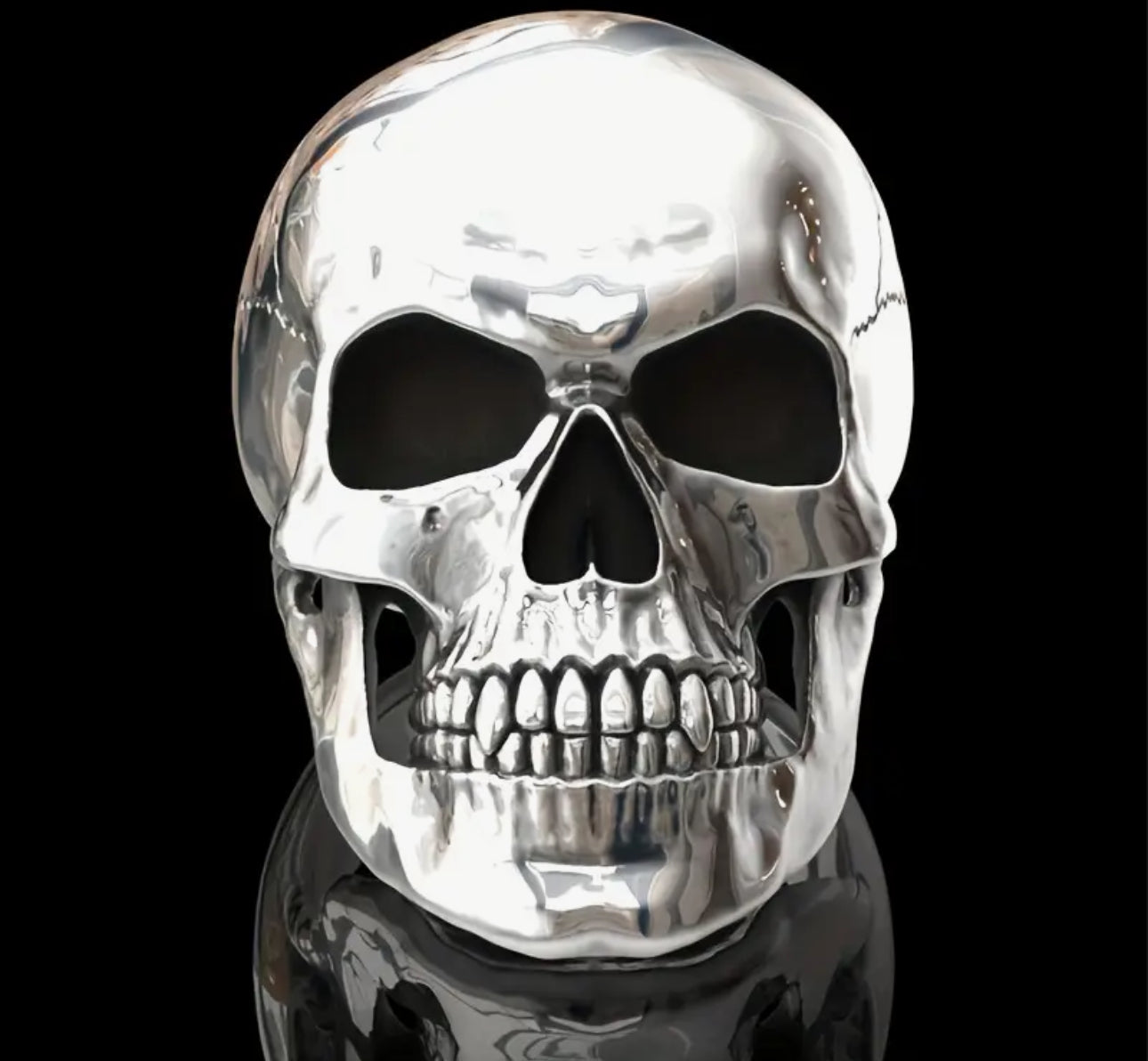 Bague tête de mort en acier inoxydable (argent)