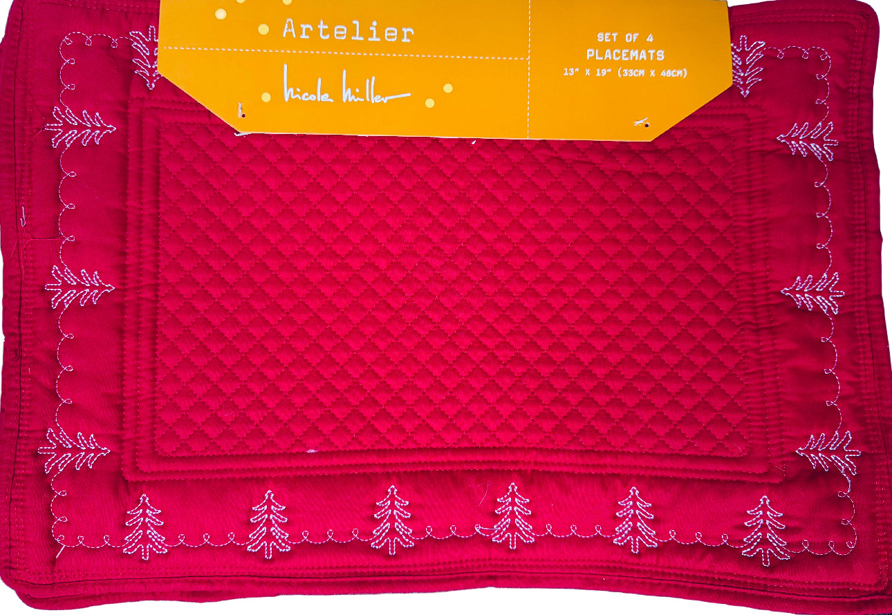 Set of 4 Quilted Christmas Placemats
