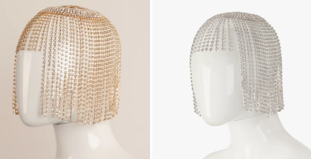 Perruque courte à pompons Diamonte (or ou argent)