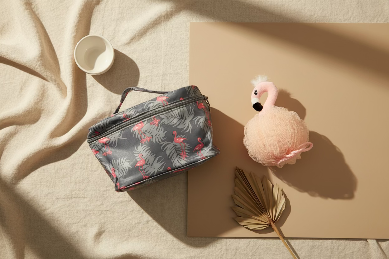 Flamingo Bag and Loofah Scrub