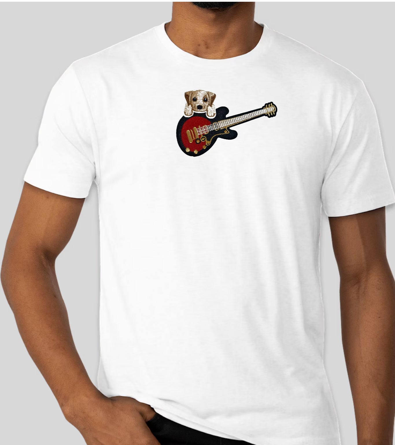 ‘Dog & guitar’ Cotton T-Shirt