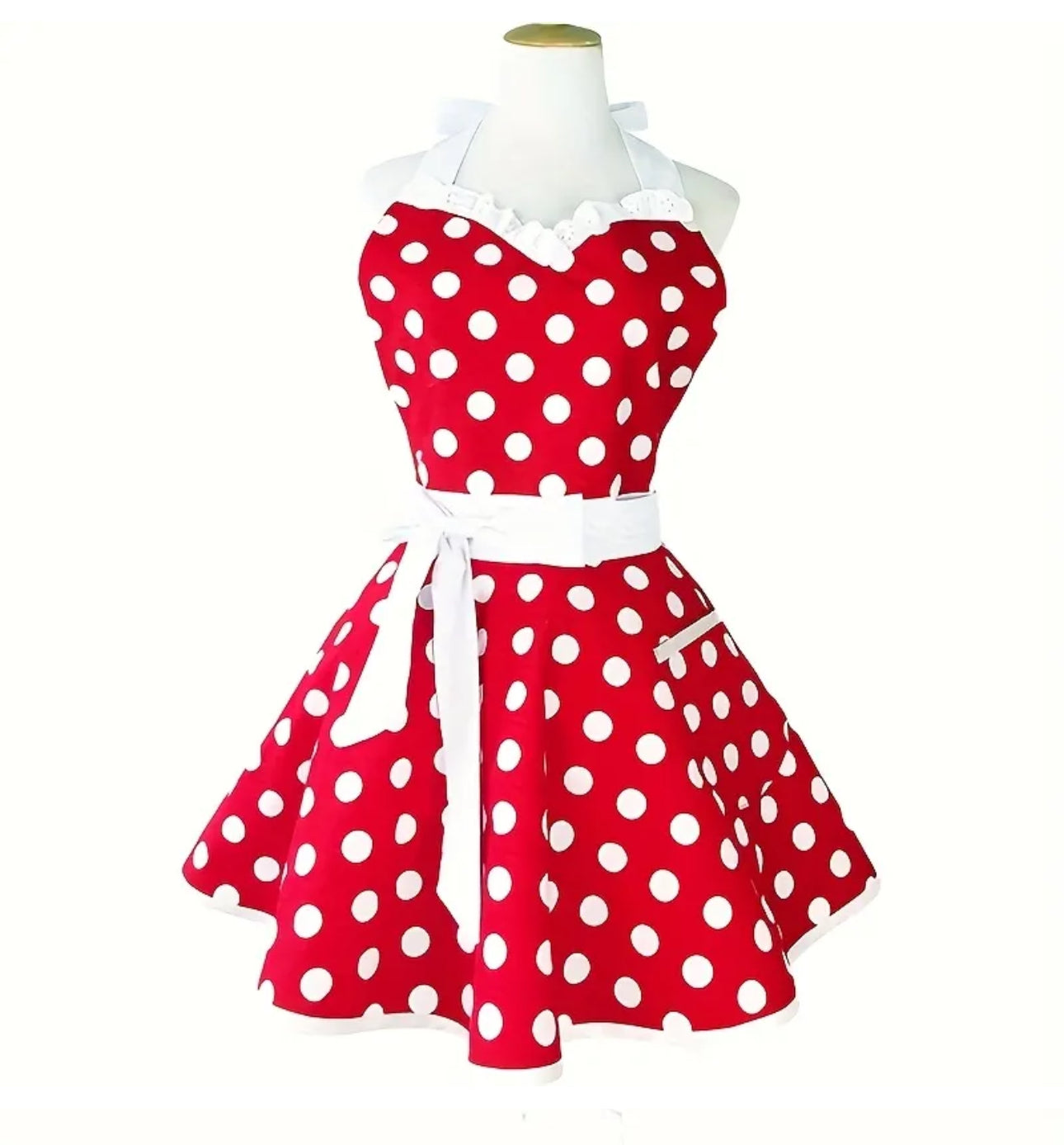 Polka Dot Apron Dress ( Red or black)
