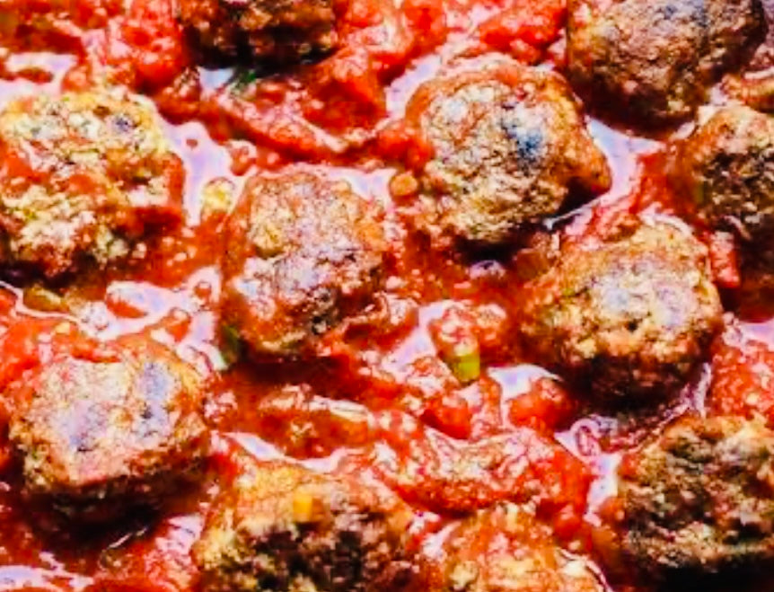 Homemade Beef Meatballs in Tomato Herb Sauce