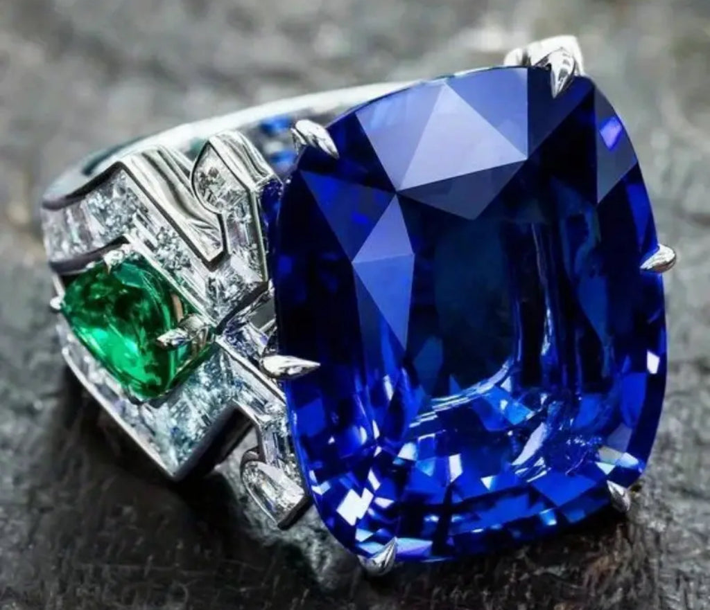 Bague plaquée or avec zircone bleue