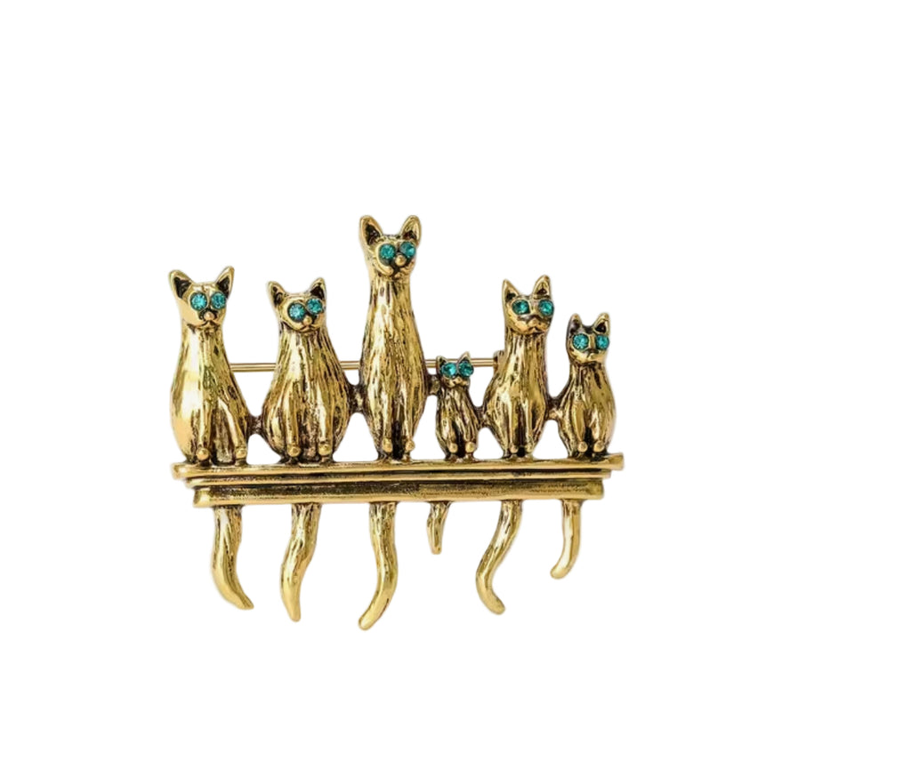 Gold Cats Brooch