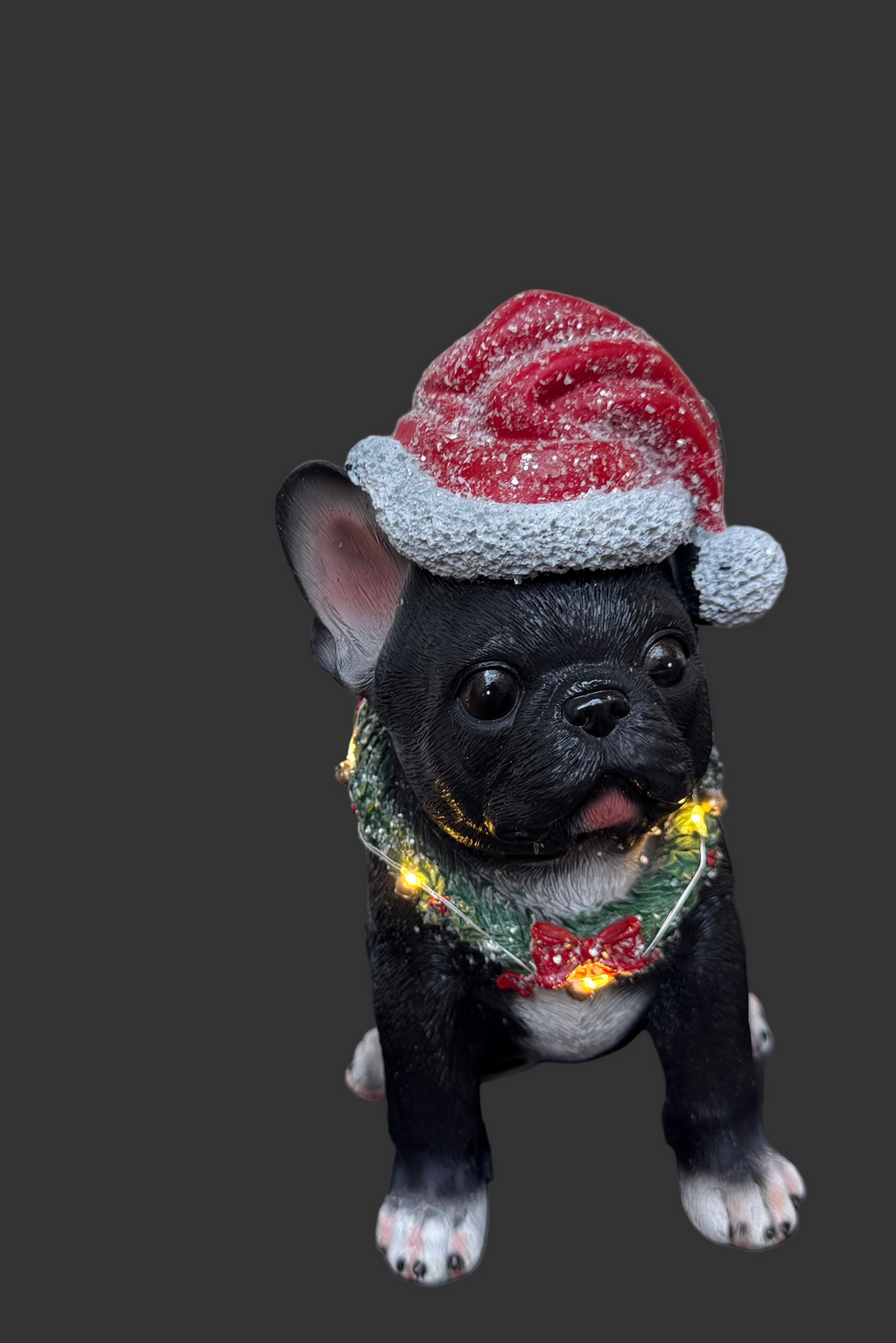 Christmas French bulldog statue