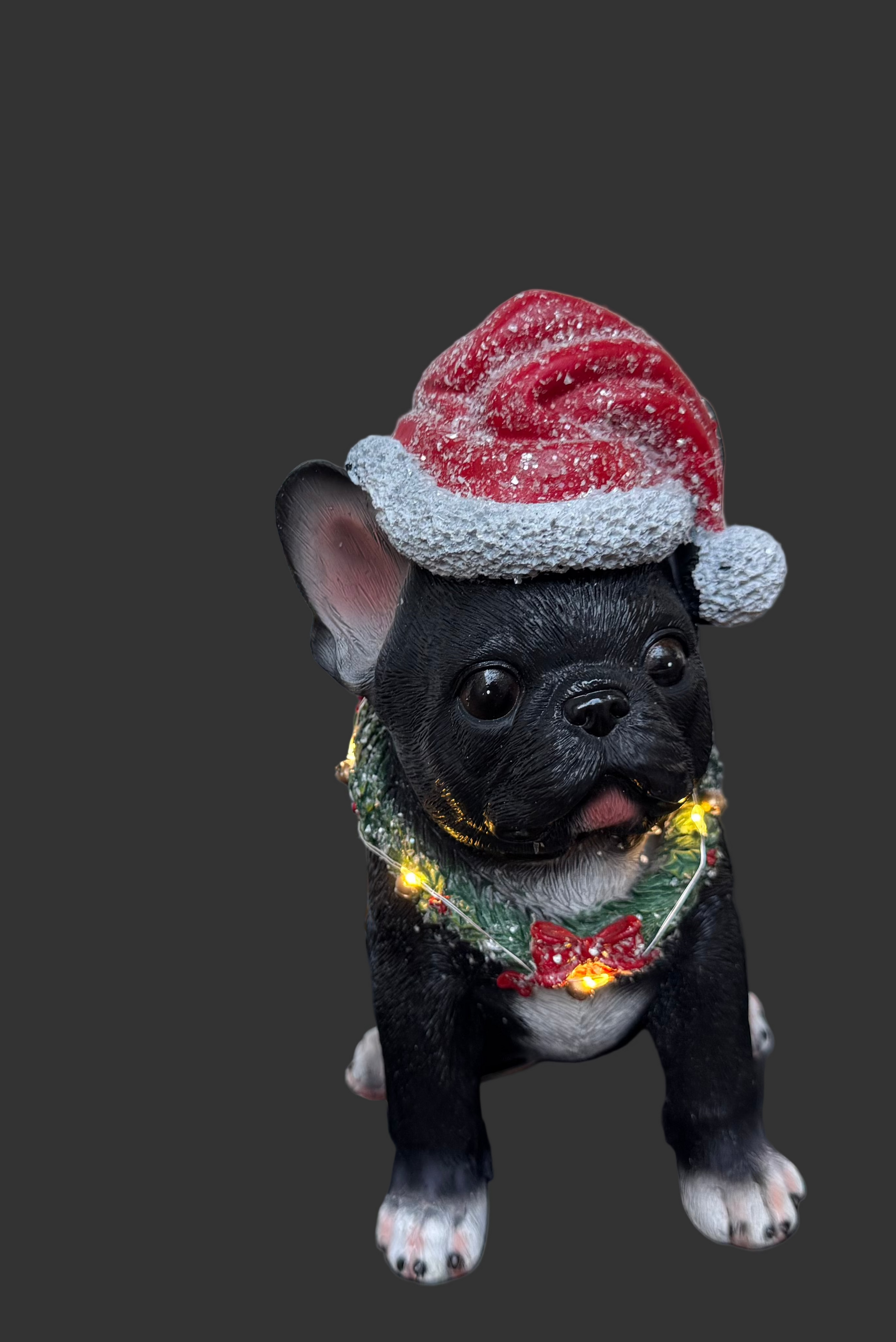 Christmas French bulldog statue