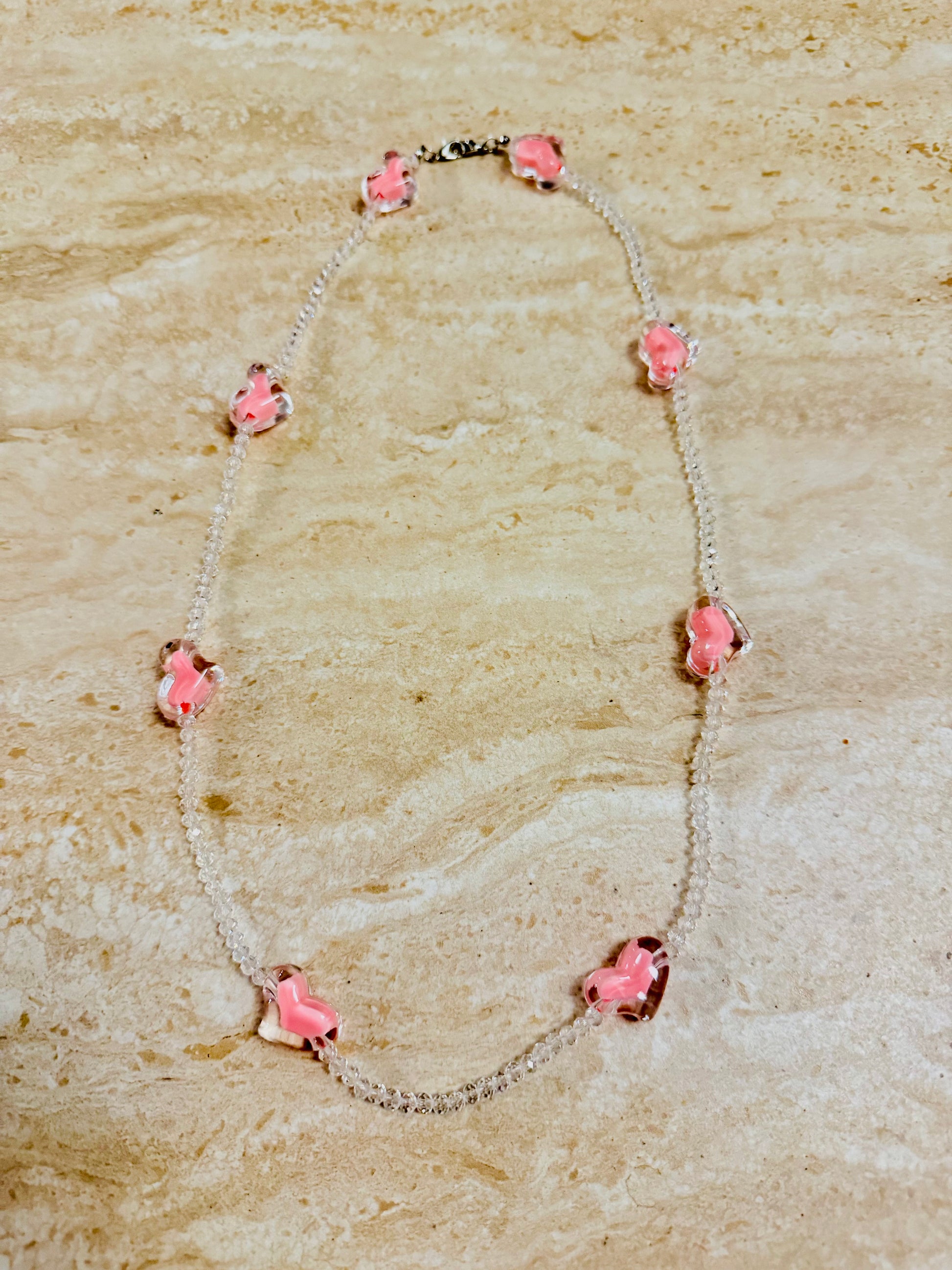 Pink Heart Bead Necklace