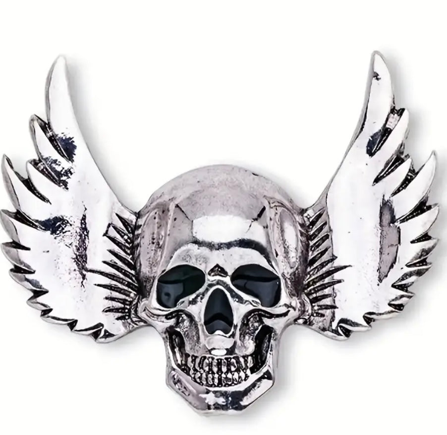 Skull with Wings Brooch