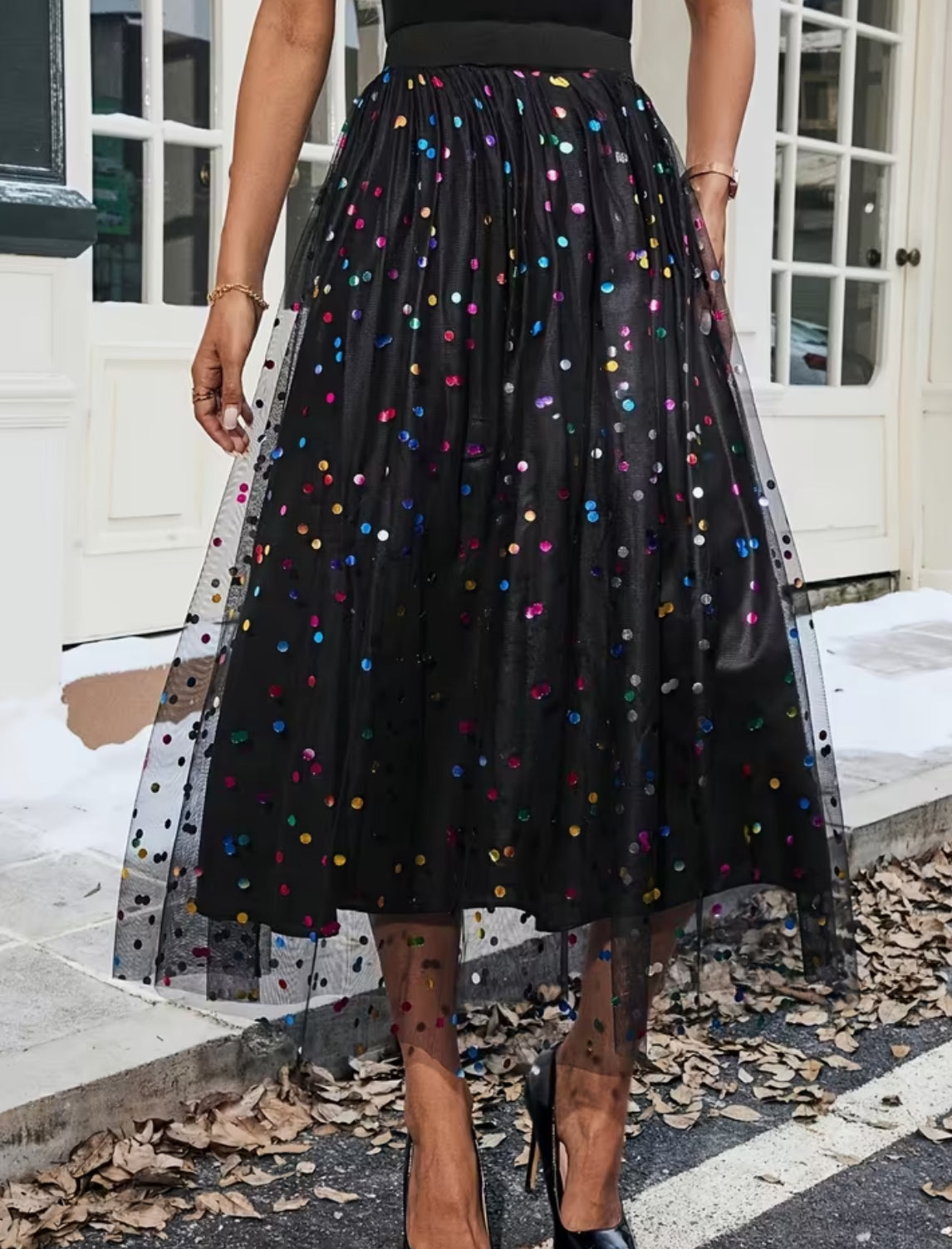 Rainbow SpotsTulle Skirt