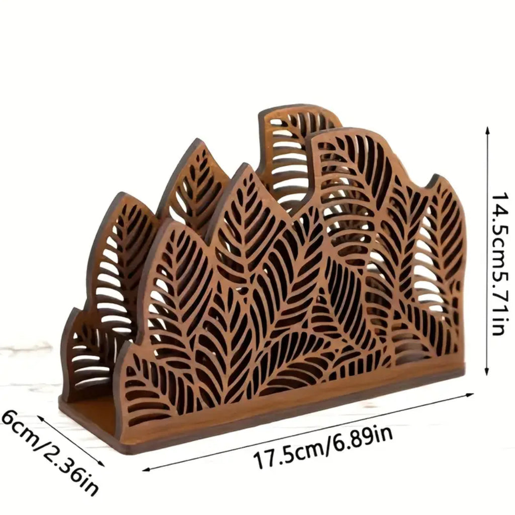 Wooden Leaves Napkin Holder