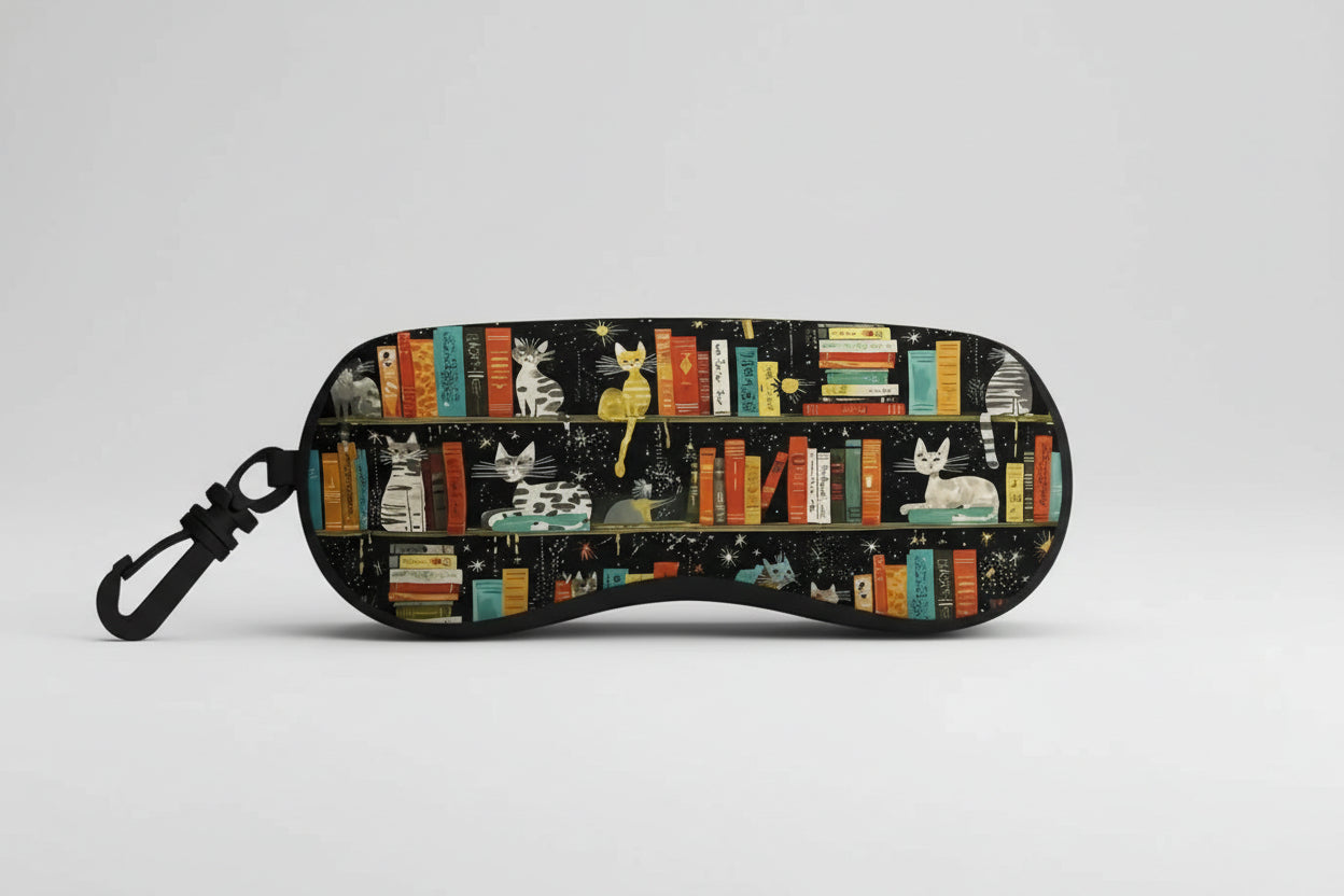 Cats on Bookshelf Glasses Case