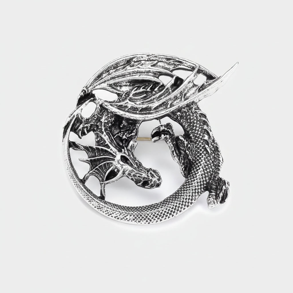 Silver Dragon Brooch