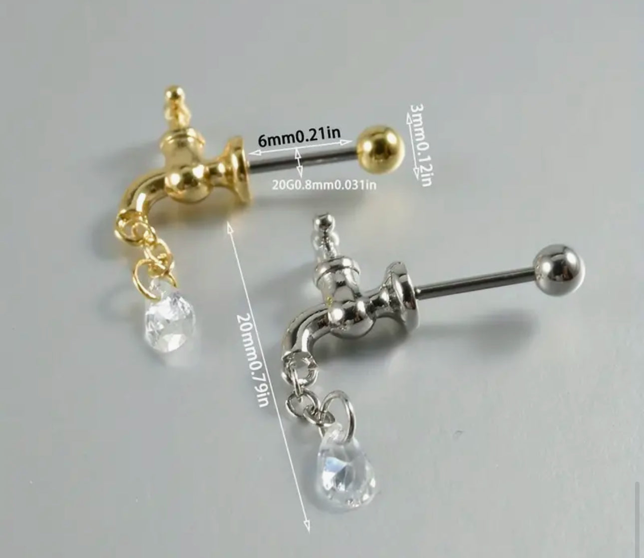 Stainless Steel Silver Tap Earrings