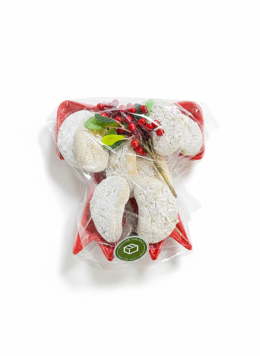 Almond Biscuits on Ceramic Bow Plate