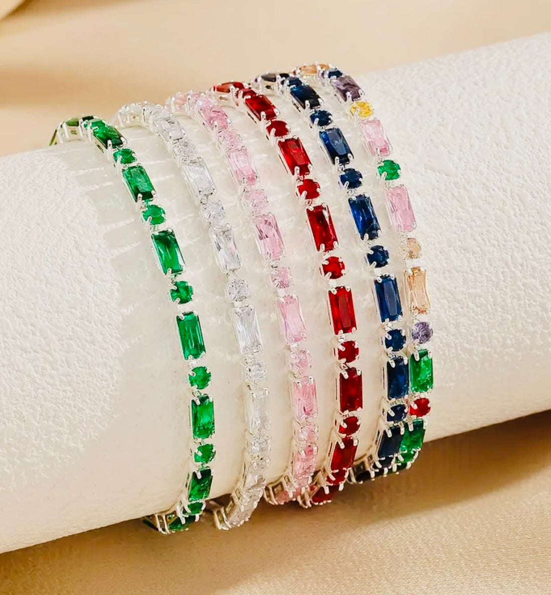 Silver Plated Tennis Bracelet (Choice of Colours)