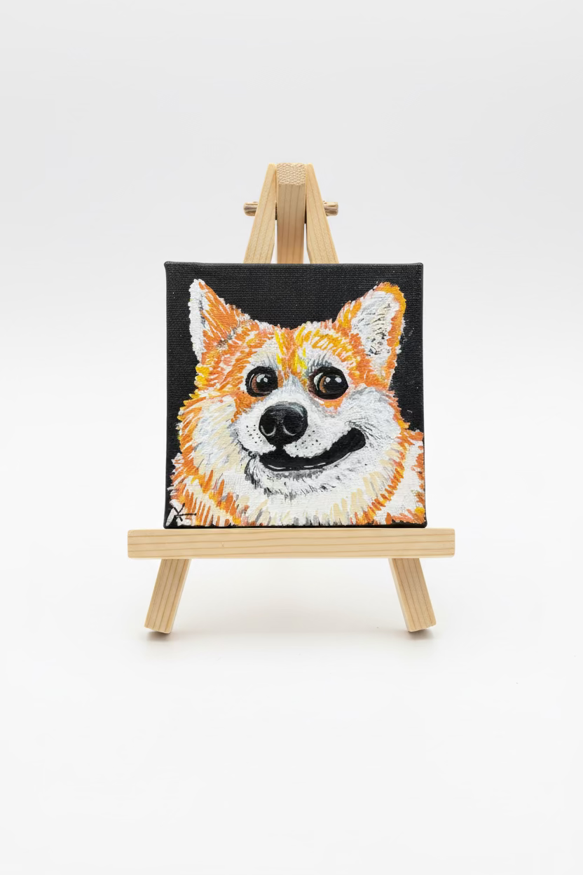 Corgi Mini Canvas on Easel Painting