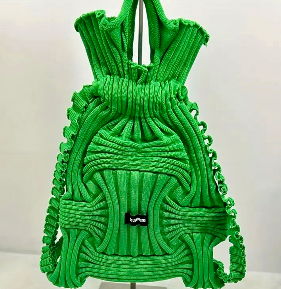 Green Knitted Backpack Bag