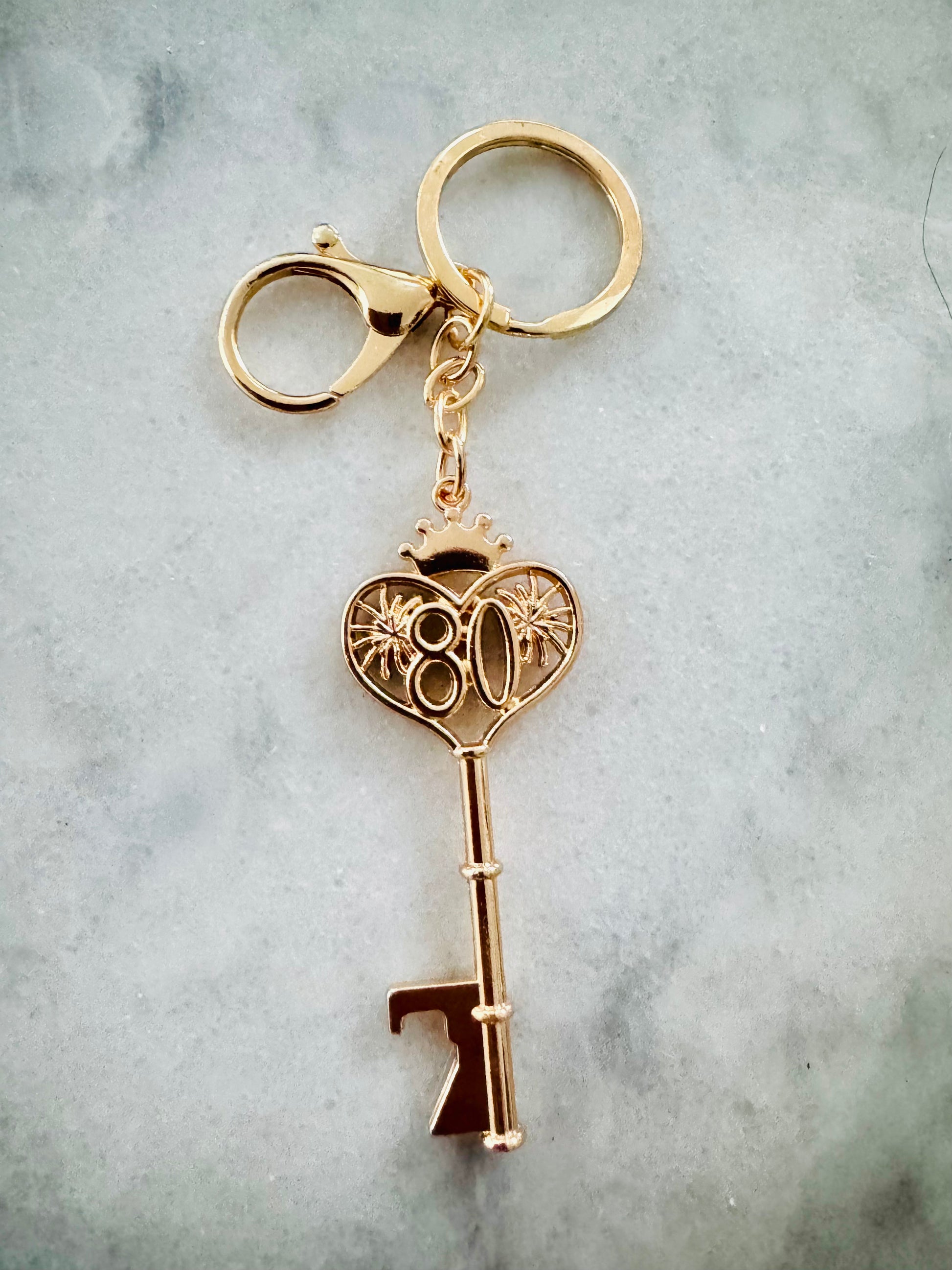 80th Birthday Key Keychain