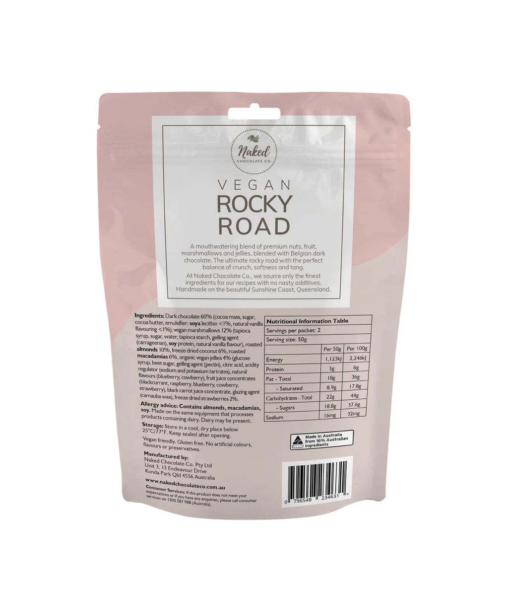 Rocky Road Dark Chocolate 100g (GF, V)