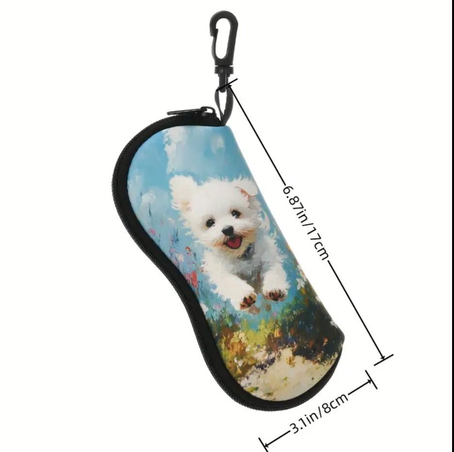 Running Maltese Fabric Glasses Case