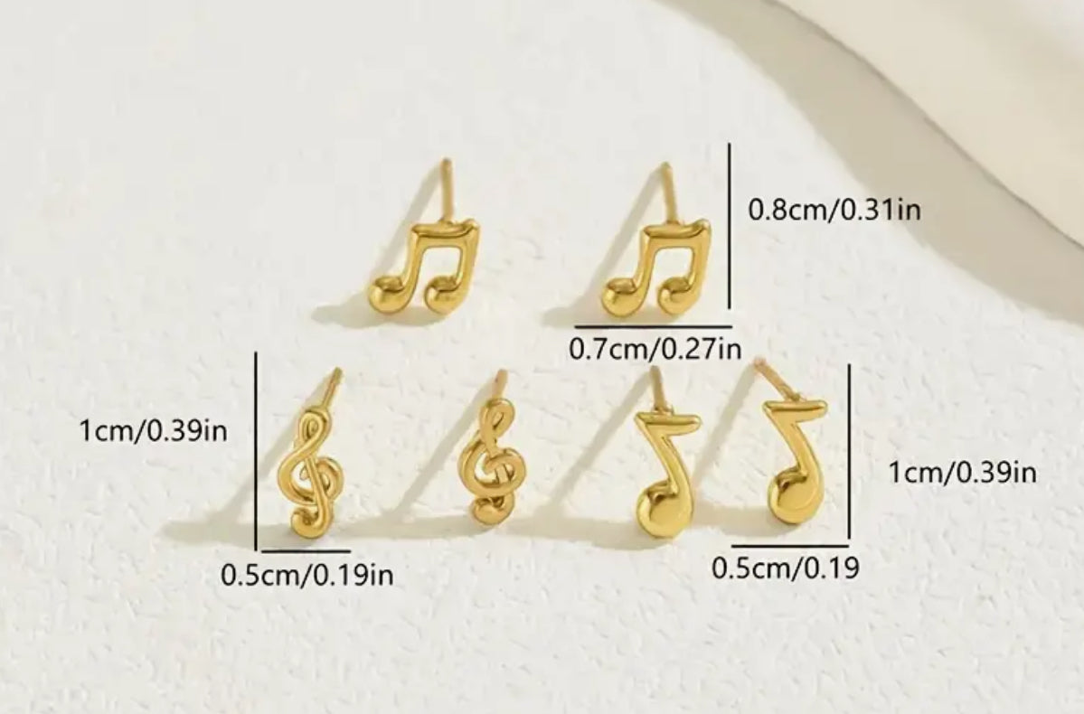 Boucles d'oreilles musicales en acier inoxydable