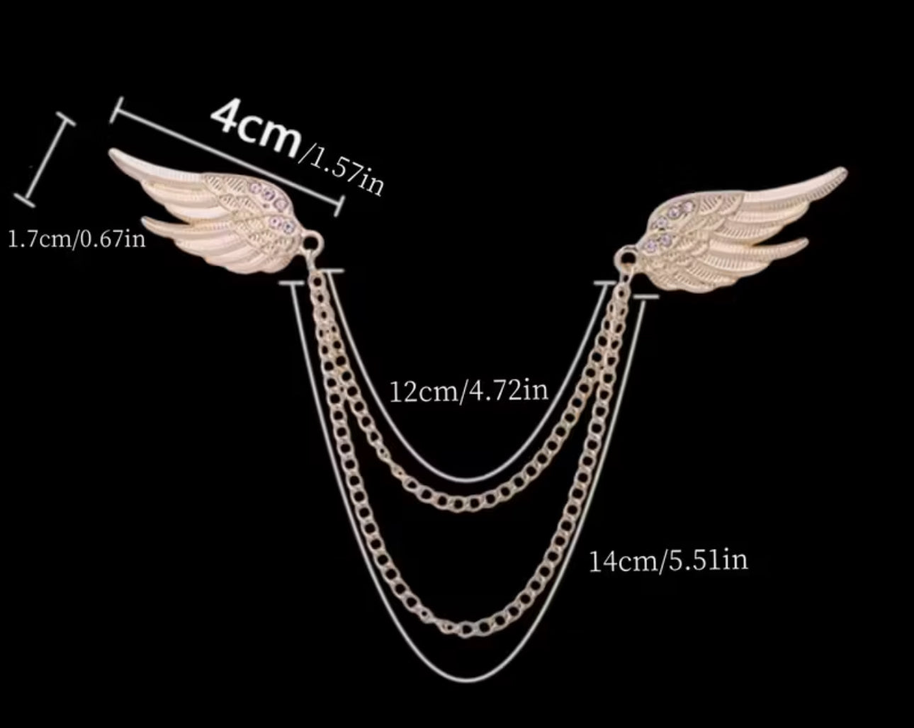 Silver Diamante Wings Brooch