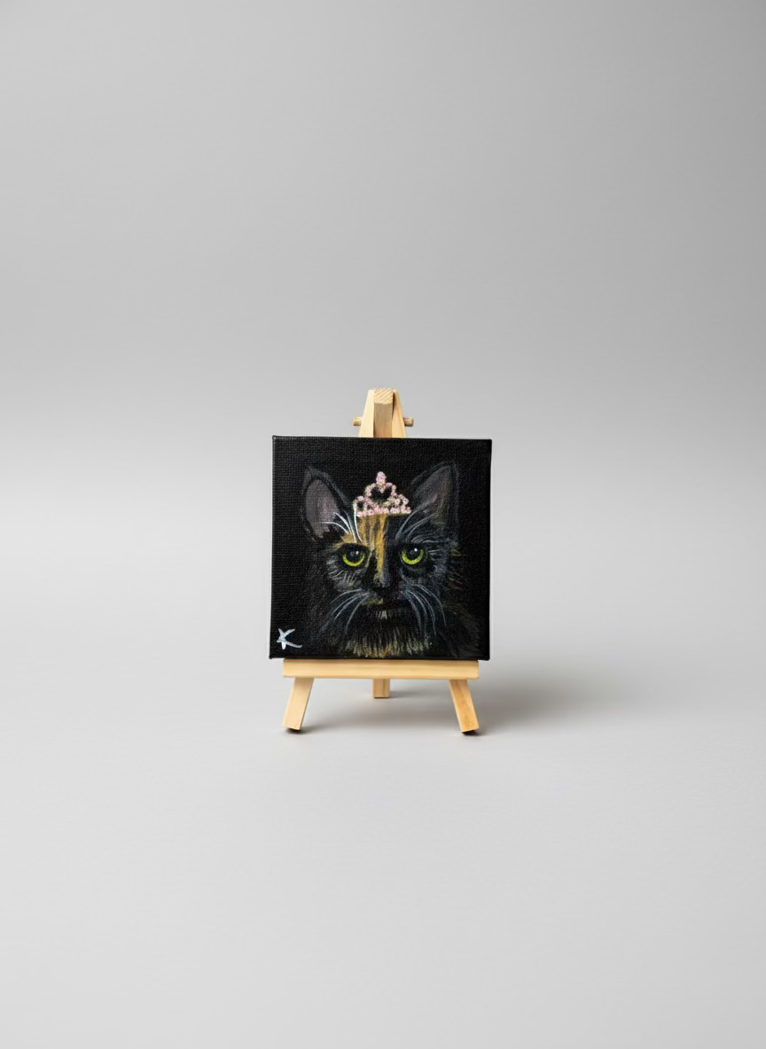 Princess Cat Mini Canvas Painting