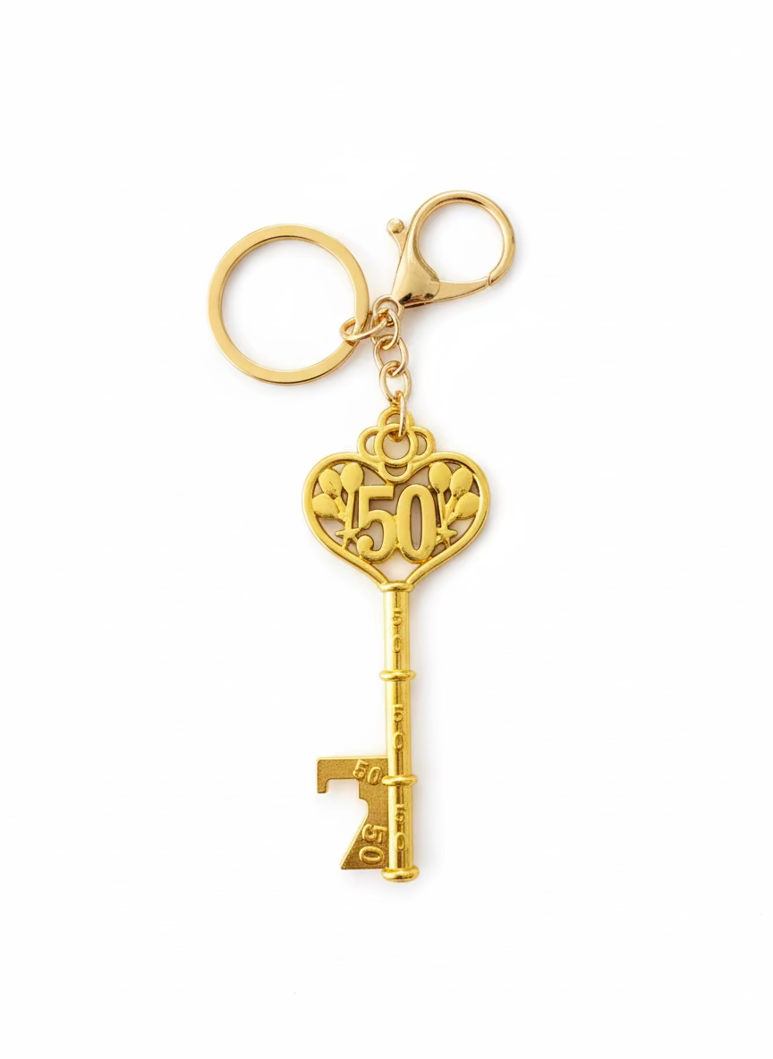 50th Birthday Key Keychain