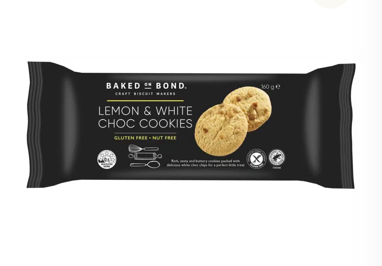 Lemon and White Choc Chip Cookies GF 160g