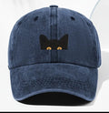 Casquette Peeking Black Cat (bleue)