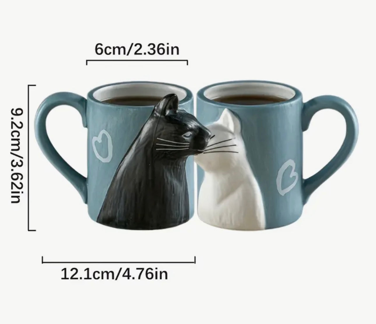Black  & White Cats Coffee Mugs (Set of 2)